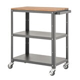 Trinity Carrito de Metal para Cocina de 3 Niveles con Superficie de Madera de Acacia