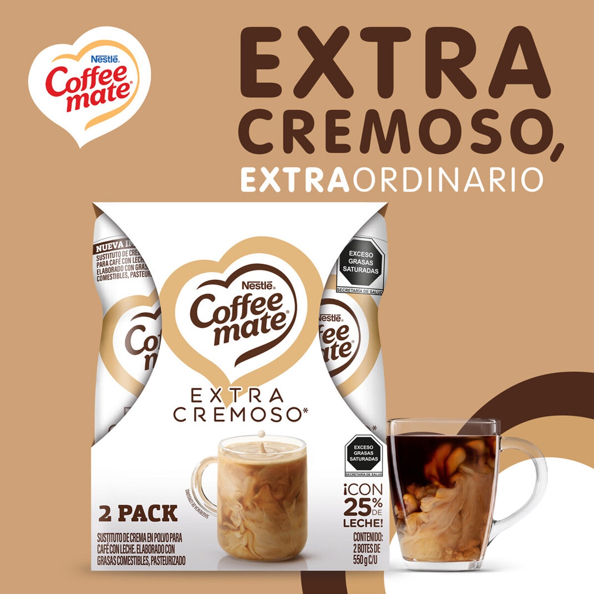 Coffee Mate Extra Cremoso Sustituto de Crema en polvo 2 pzas de 550 g