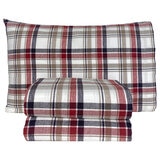 Flannel From Portugal, Juego de Sábanas de Franela, Tamaño Individual 3 piezas, Red Plaid