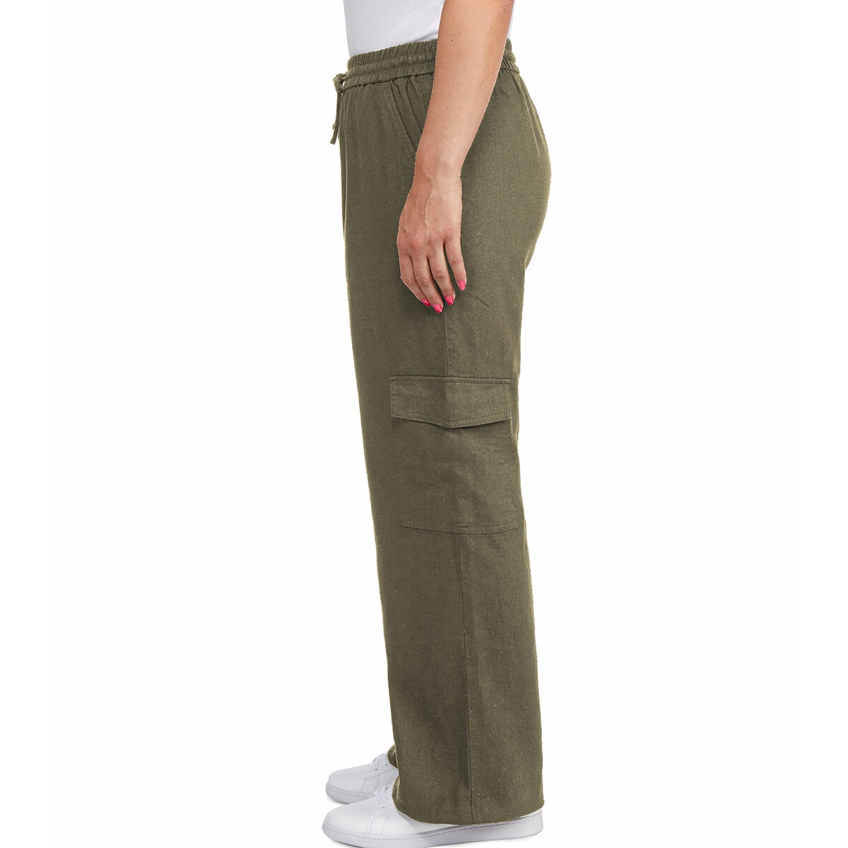 Chalc Industry Pantalones de Lino para Dama verde extra grande