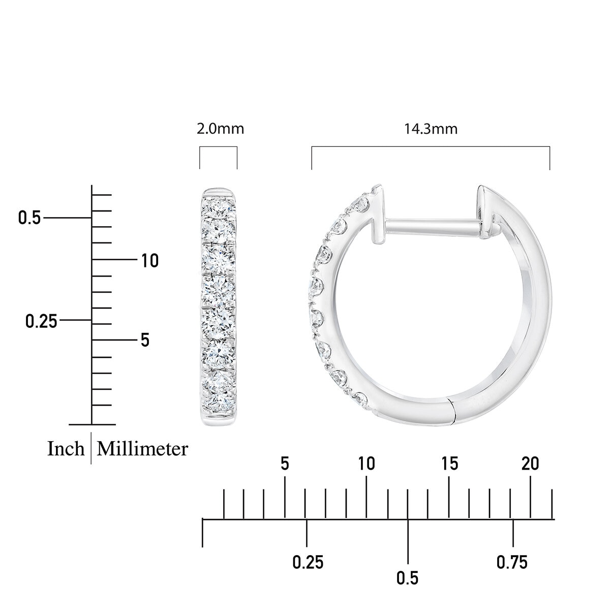 Aretes, Arracadas de Diamantes 0.35ctw, Oro Blanco 14K