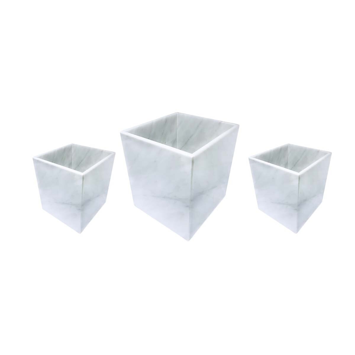 Luhom Juego de 3 Cubos Multiusos de Mármol Blanco