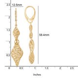 Aretes Colgantes, Oro Amarillo de 14K