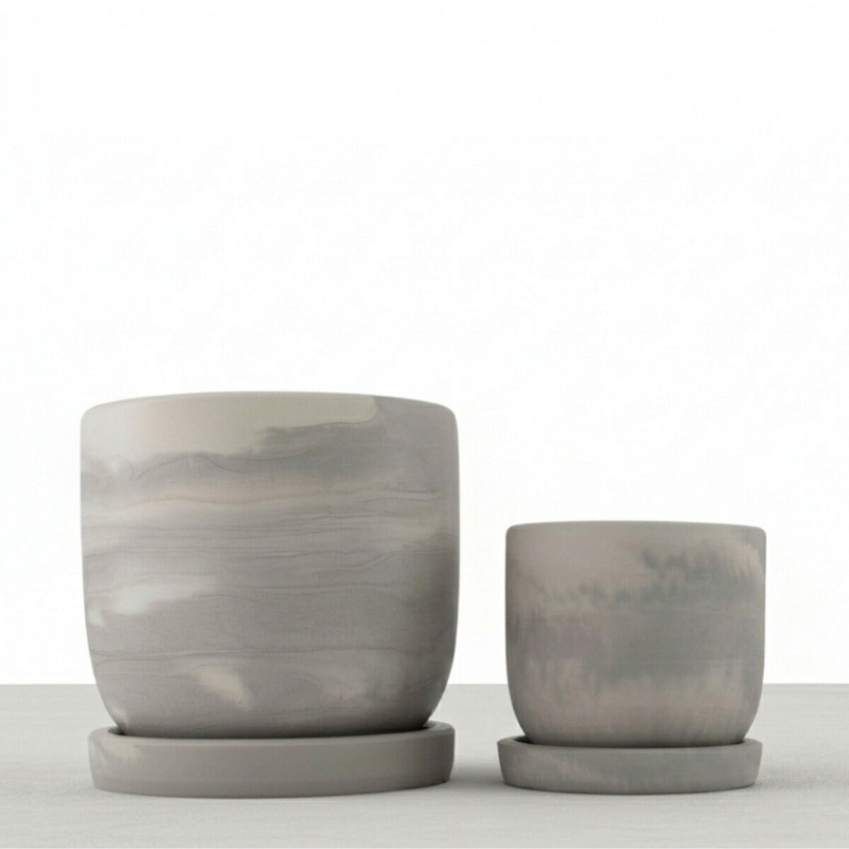Zuccu Design, Tulip Marmoleada Macetas de Concreto, 2 piezas