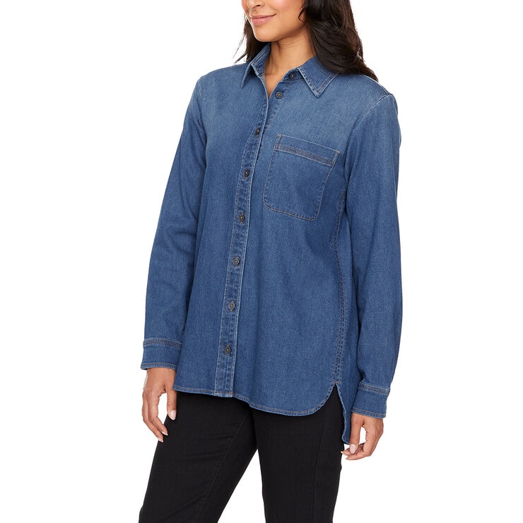 Buffalo David Bitton Camisa de jeans para Dama Azul lavado claro Grande