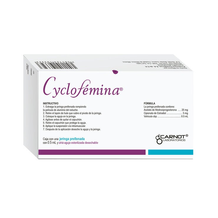 Cyclofemina 25/5 mg 0.5 ml Jeringa Prellenada Cyclofemina 25/5 mg 0.5 ml Jeringa Prellenada