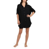 Lands' End Camisa de Playa para Dama Negro Extra Chica/Chica