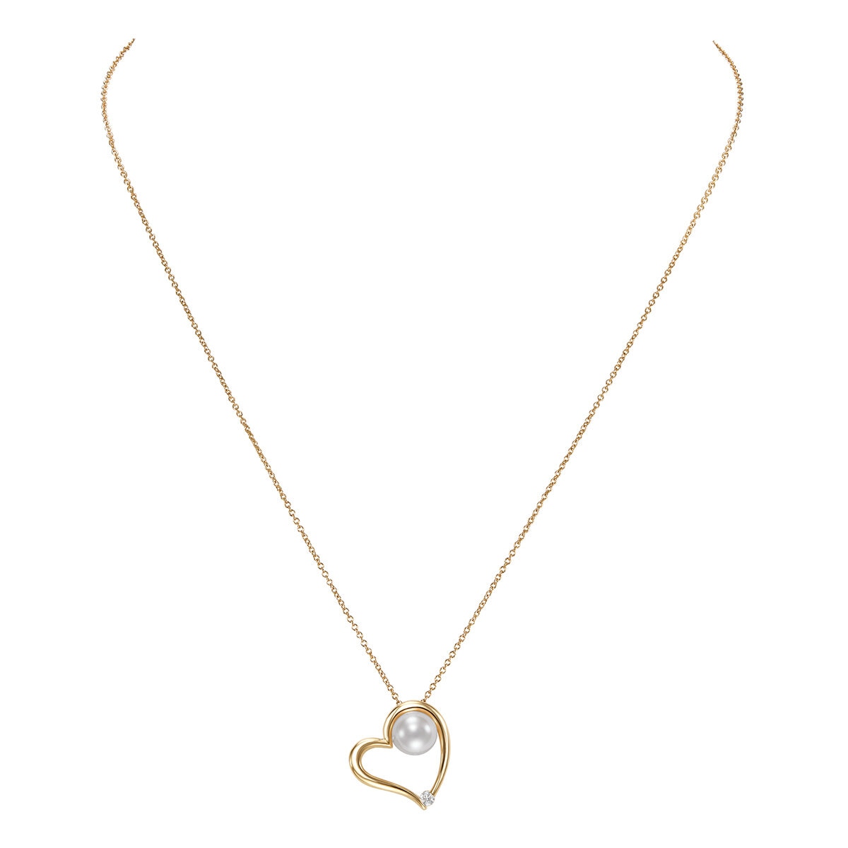 Dije de Perla Cultivada, 7-7.5mm, Con Diamante .053ctw, Oro Amarillo de 14K