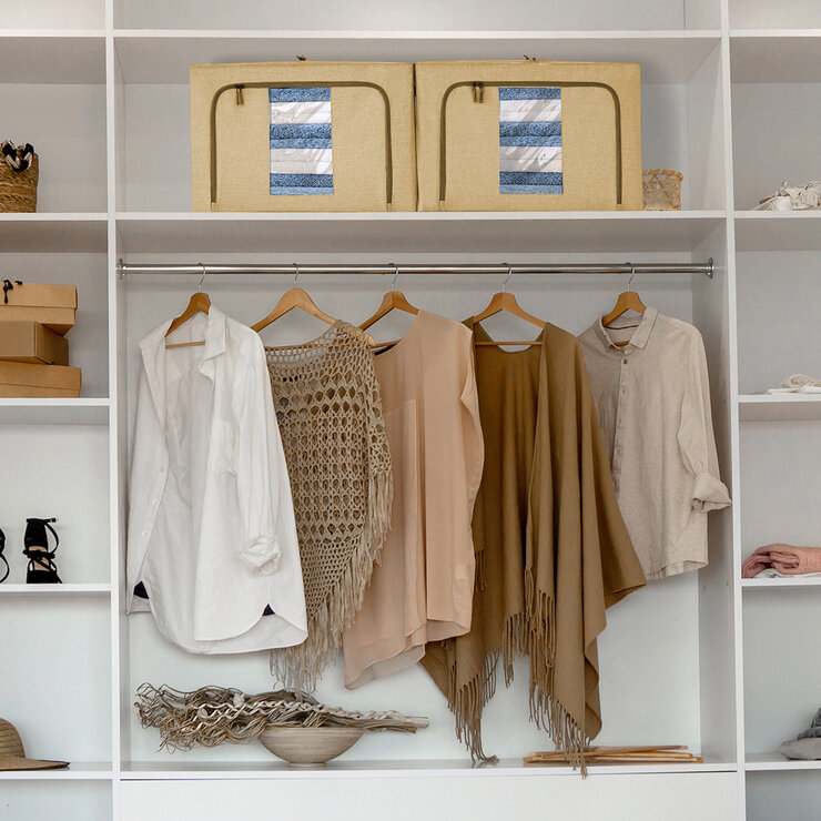 AG Box, Set de 2 Cajas Flexibles de Almacenamiento Beiges