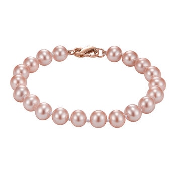 Pulsera de Perlas Rosas Cultivadas 8-8.5mm, Oro Rosa de 14k