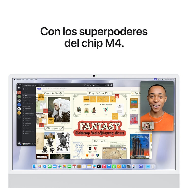 Apple iMac 24" 256GB 4.5K Chip M4 Plata CPU de 8 núcleos GPU de 8 núcleos Memoria unificada de 16GB