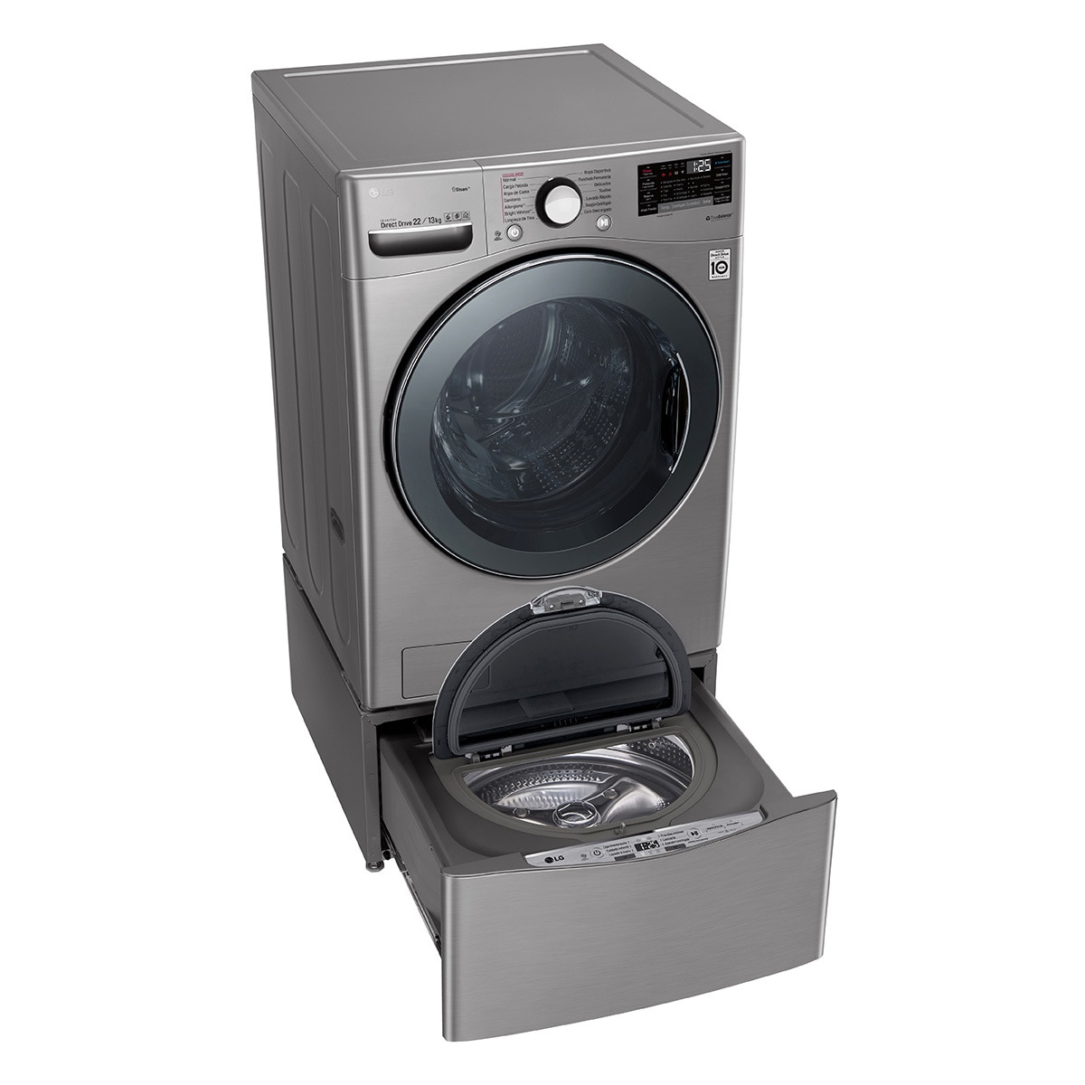 Lavasecadora LG de 22 / 13Kg + twin wash mini, color gris Costco México