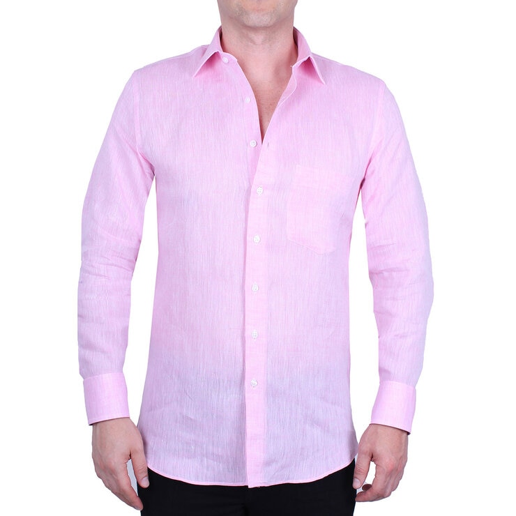 Emporio Colombo, Camisa de Lino para Caballero Corte Regular/Slim en Varias Tallas, Color Rosa Emporio Colombo, Camisa de Lino para Caballero Corte Regular/Slim en Varias Tallas, Color Rosa