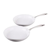 Westinghouse, Set de Sartenes 24 y 30 cm, Cerámica Blanca, Acero Inoxidable