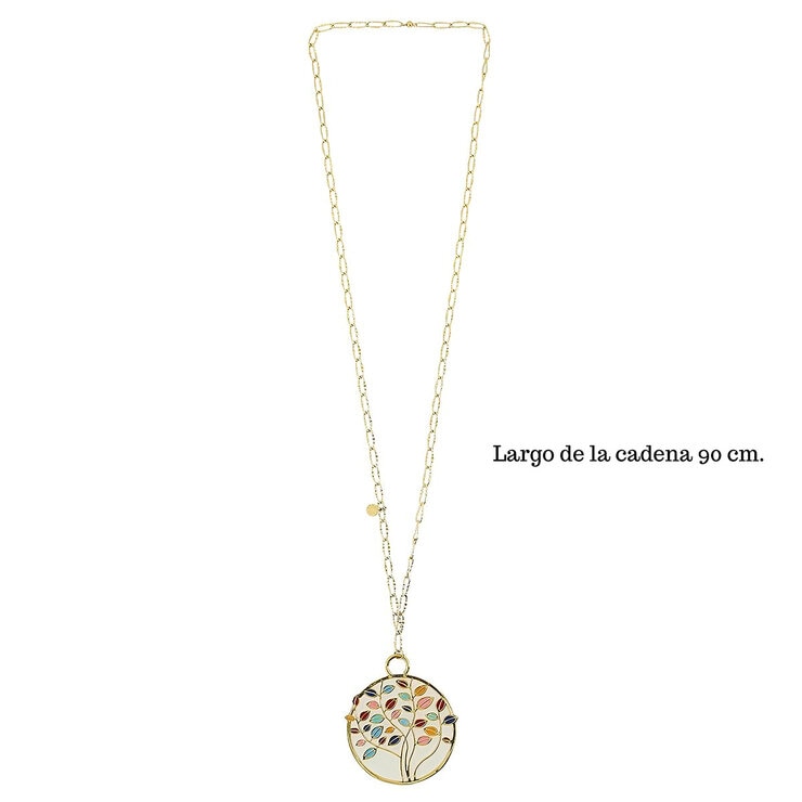 Ablime, Collar Largo con Medallón de Árbol de la Vida en Baño de Oro