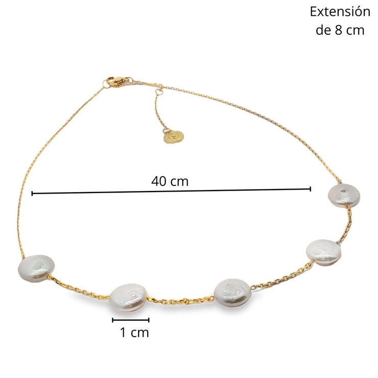 Mayfer, Collar en Aleación de Metal, con Perlas Naturales para Dama