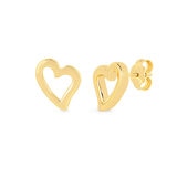 Aretes de Corazon, Oro Amarillo 14K