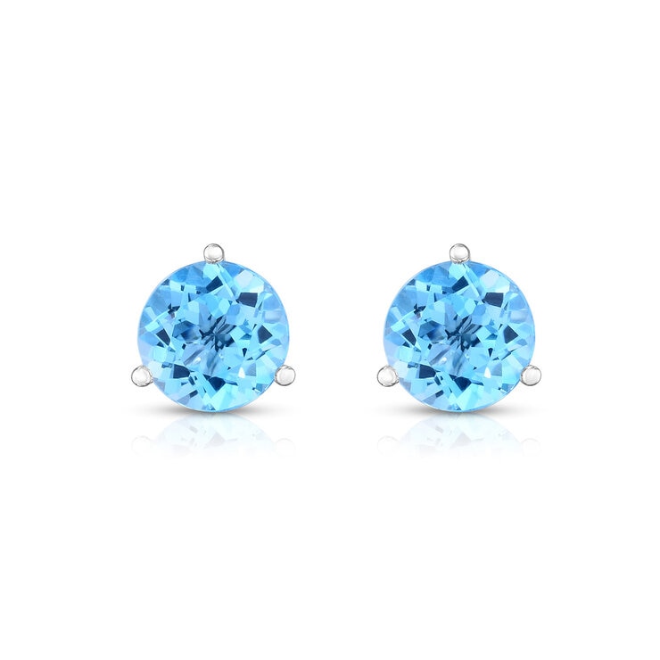 Aretes de Topacio Azul Claro, Oro Blanco de 14kt