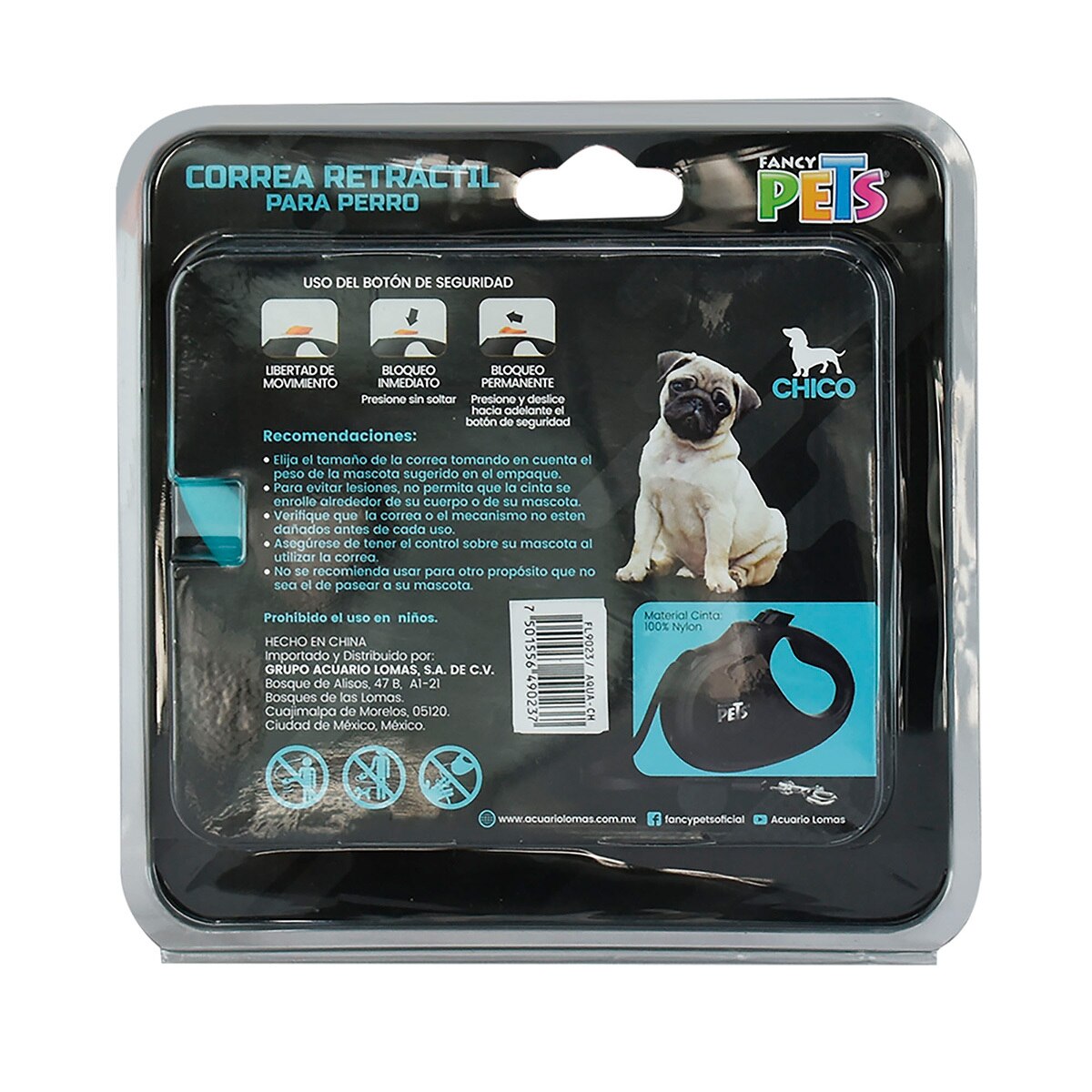 Correa Retráctil Chica Fancy Pets Azul