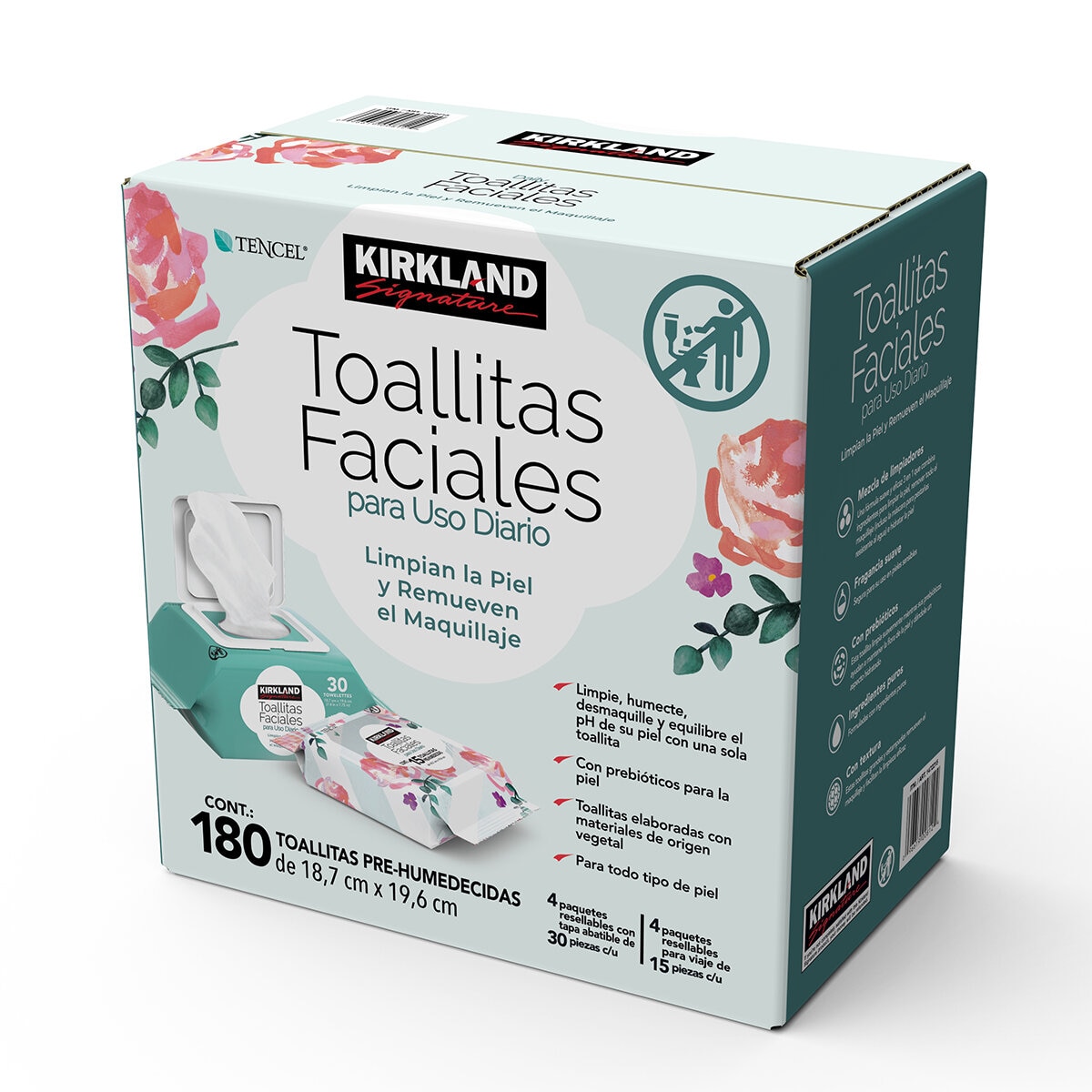 Kirkland Signature Toallitas Faciales 180 pzas