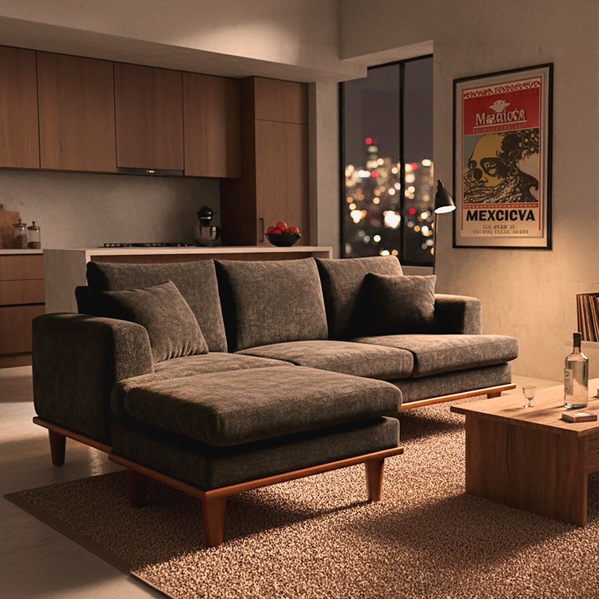 Violanti, Sofá Cama De Tres Plazas y Taburete