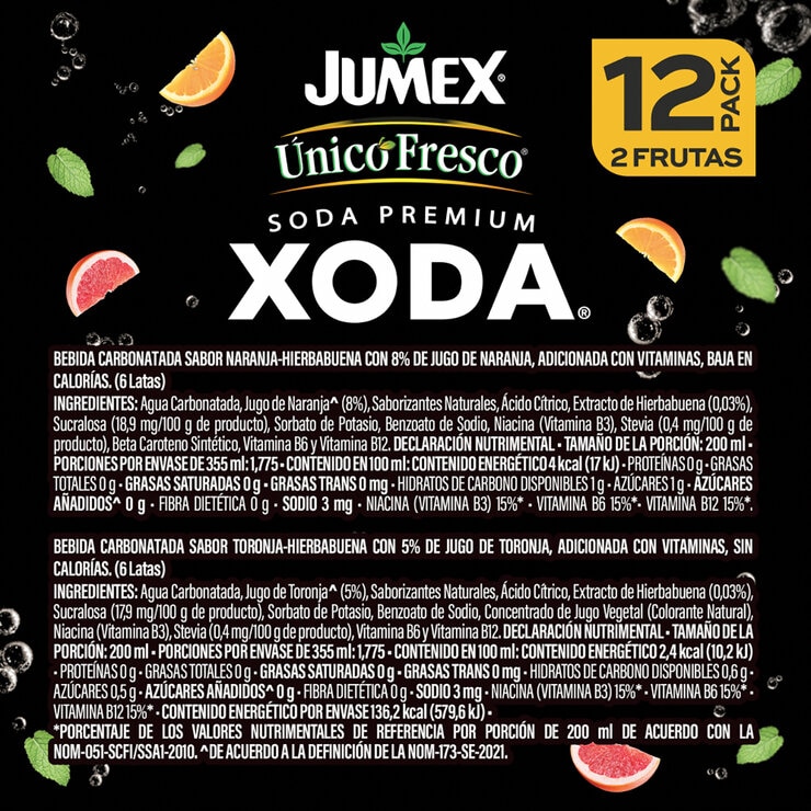 Único Fresco Xoda Bebida Carbonatada 12 pzas de 355 ml