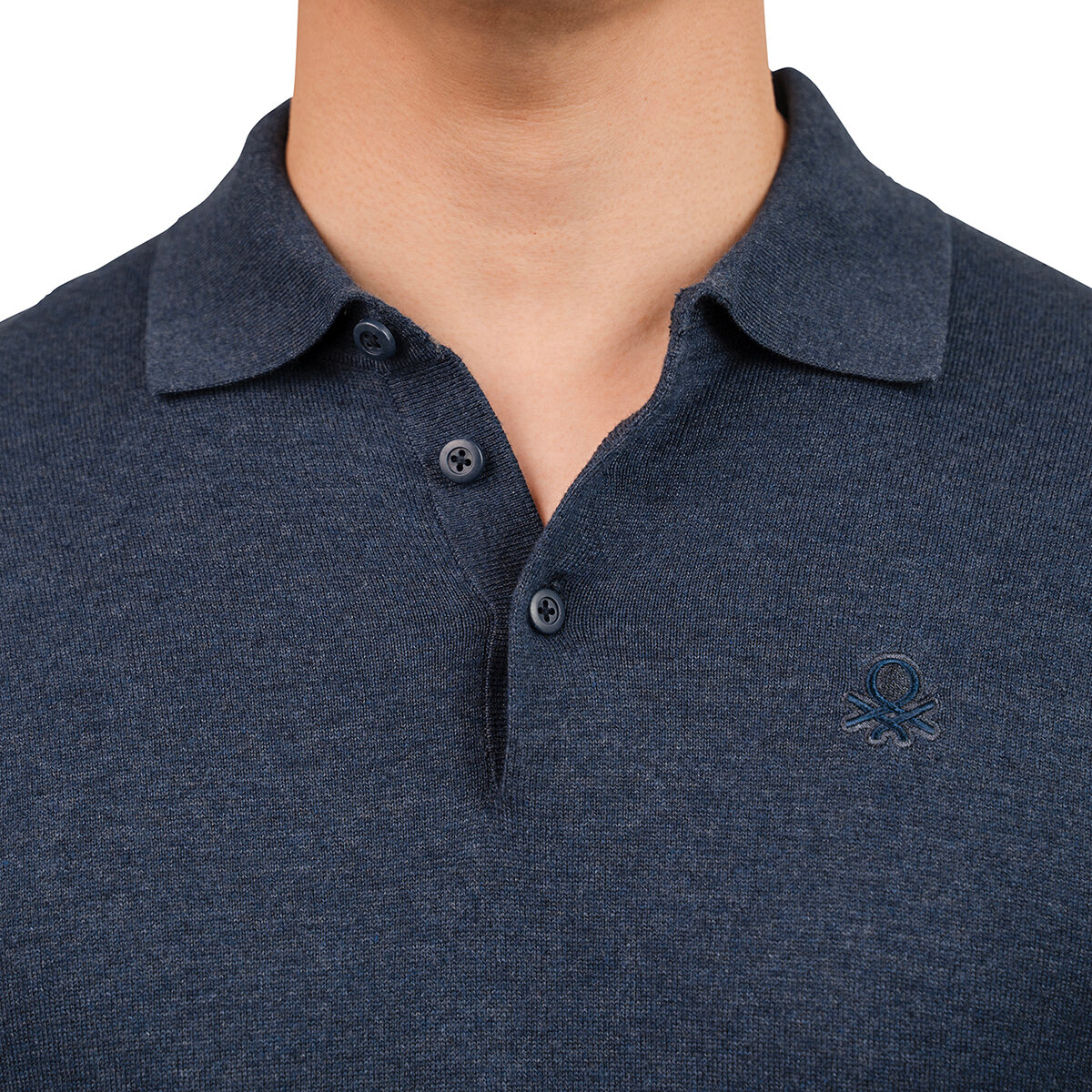 United Colors of Benetton Suéter tipo polo para Caballero Azul Chica