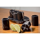 Luhom, Set de Tequileros y Base de Mármol 6 Piezas , Negro