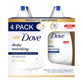 Dove Jabón Corporal Líquido 4 pzas de 720 ml