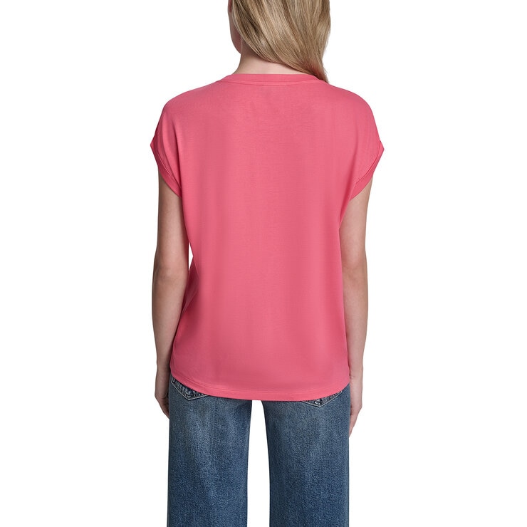 DKNY Playera para Dama Rosa Grande