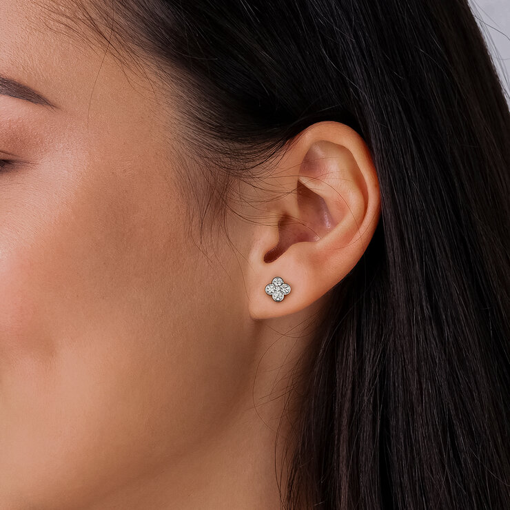 Aretes de Diamantes 0.50ctw, Oro Blanco 14K