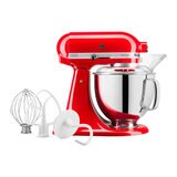 KitchenAid, Batidora Artisan Roja, Tazón de acero inoxidable pulido con asa, 4.7 L