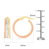 Aretes de Triple Fila, Oro Tricolor de 14K