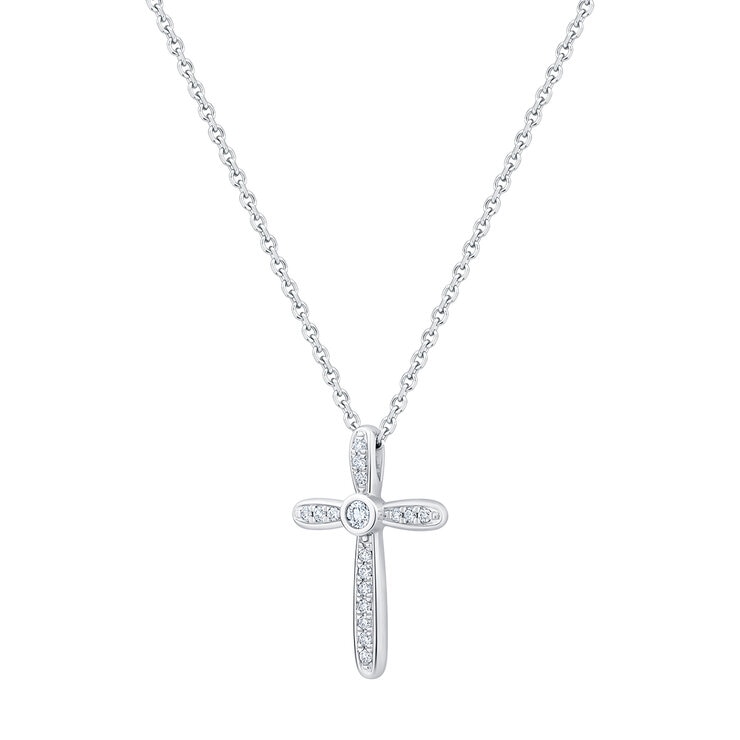 Dije de Cruz de Diamantes 0.20ctw, Oro Blanco 14K