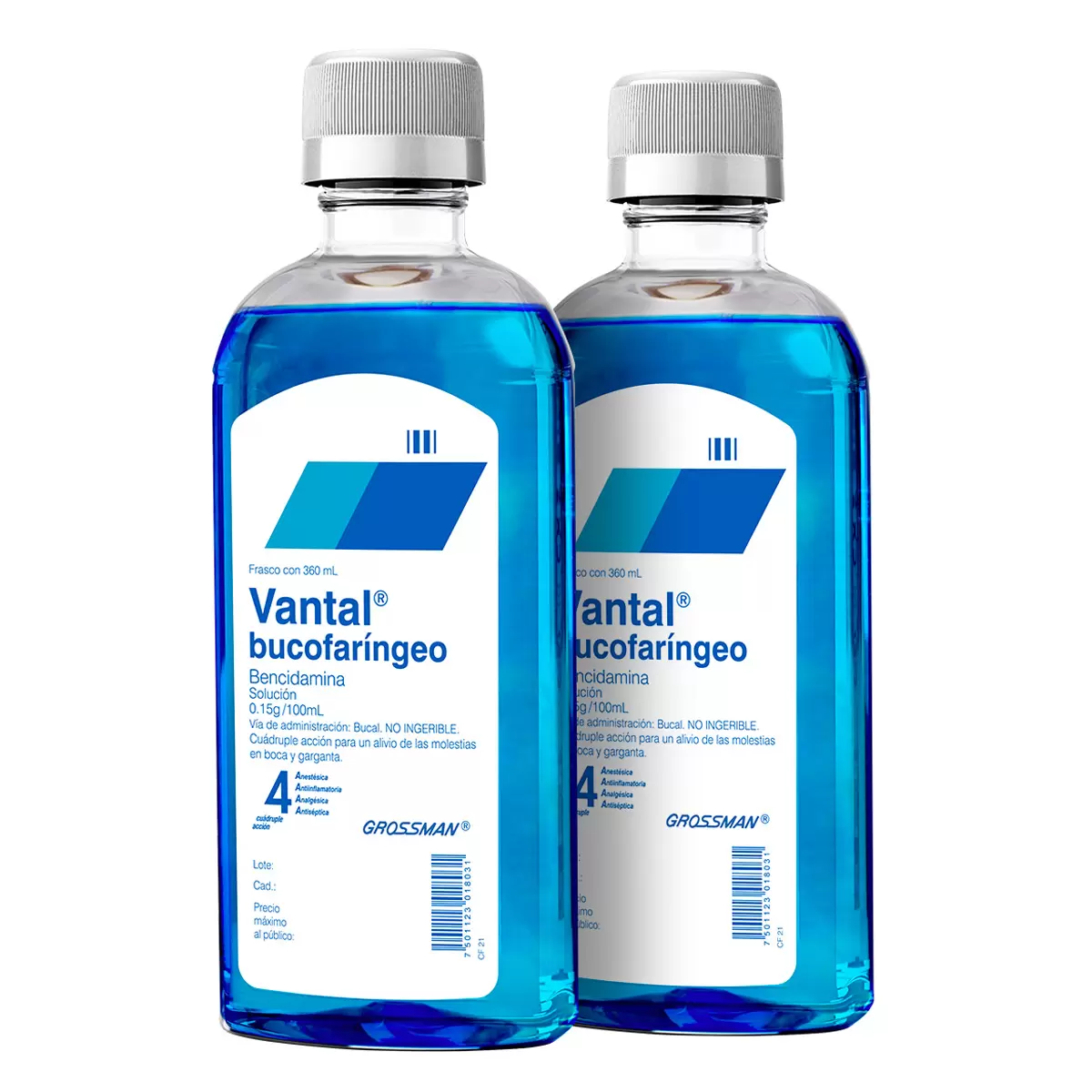 Vantal Bucofaríngeo, Bencidamina 2 Frascos de 360mL c/u