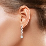 Aretes de Perlas Cultivadas, Oro Blanco de 14K