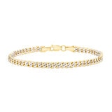 Pulsera, Eslabon Cubano, Oro Dos Tonos 14K, 21.59cm