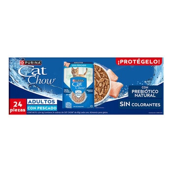 Cat Chow Purina Alimento Húmedo Adulto Sabor Pescado 24 pzas 85 g