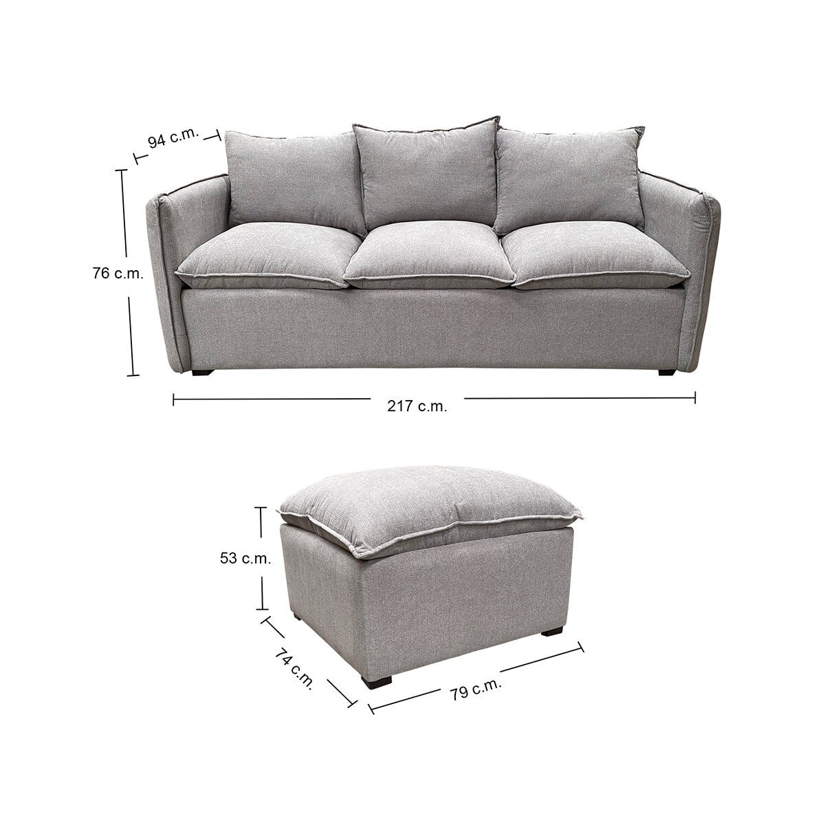 Montbrook Home, Grecia, Sofá Convertible con Otomano