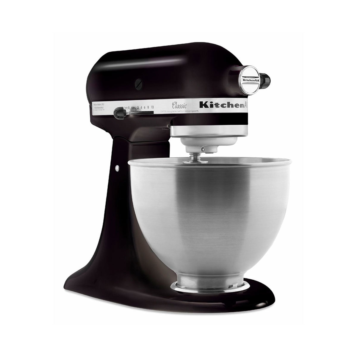 KitchenAid, Batidora Clásica Negra, Tazón de acero inoxidable cepillado sin asa, 4.3 L