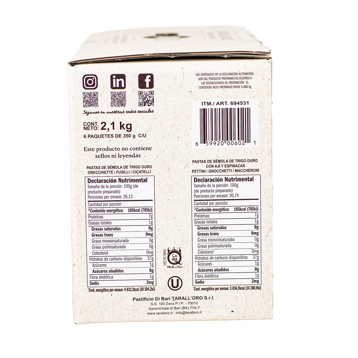 Di Bari Kit de Pastas Surtidas Típicas Italianas 6/350 g