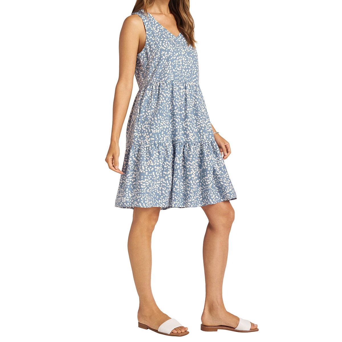 Matty M Vestido Tipo Lino para Dama Azul Grande