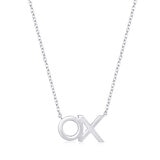 Collar de Diamantes 0.18ctw, con Dije de 'XO', Oro Blanco 14K Collar de Diamantes 0.18ctw, con Dije de 'XO', Oro Blanco 14K