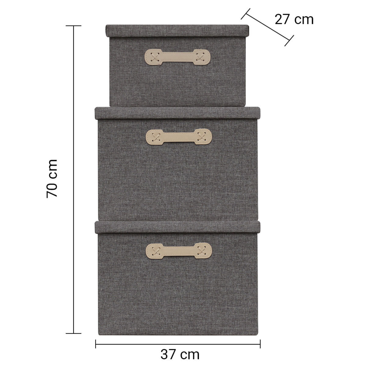 Ag Box, Set de 3 Cajas de Almacenamiento Plegables para Armario, Gris