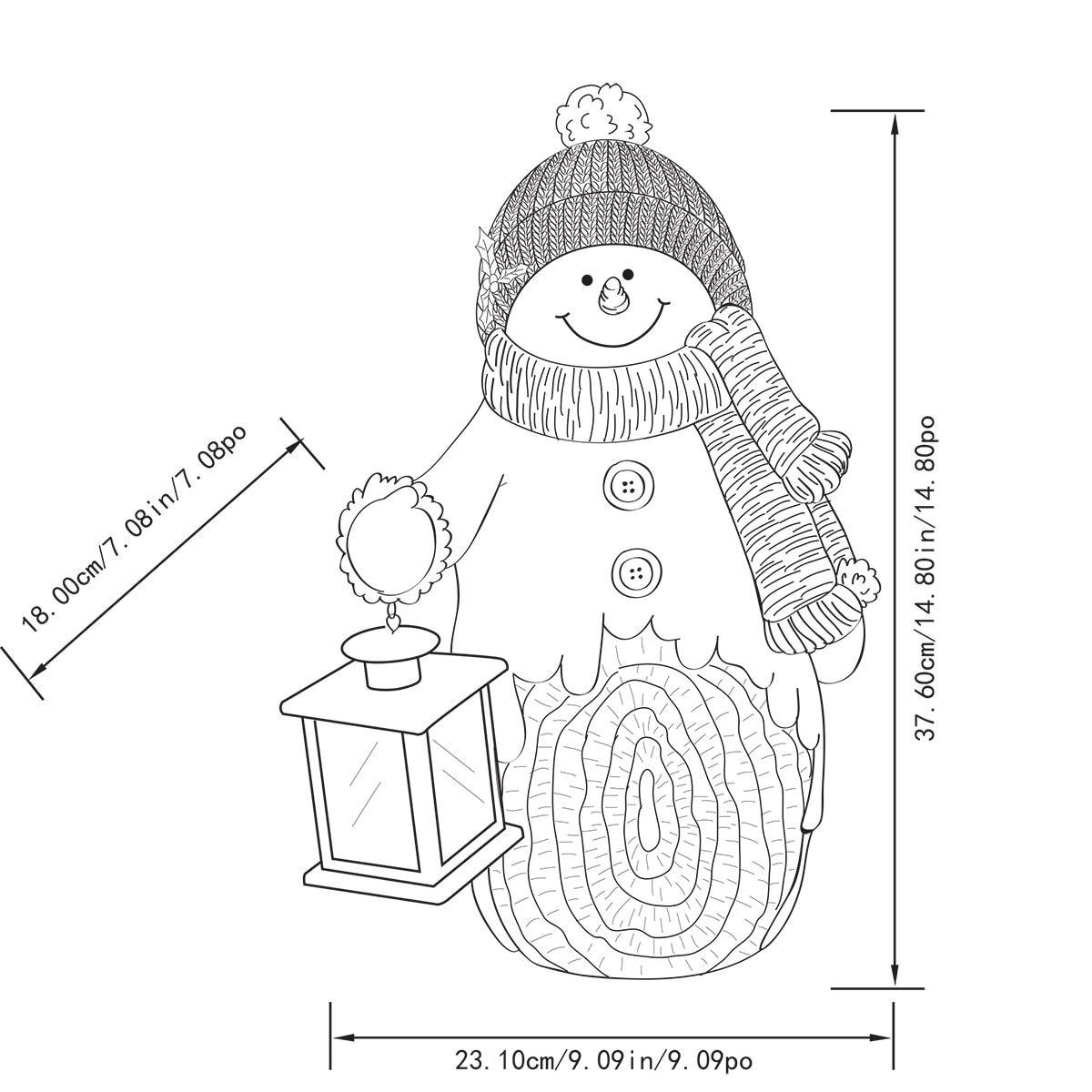 Figura Navideña con Linterna LED, Muñeco de Nieve