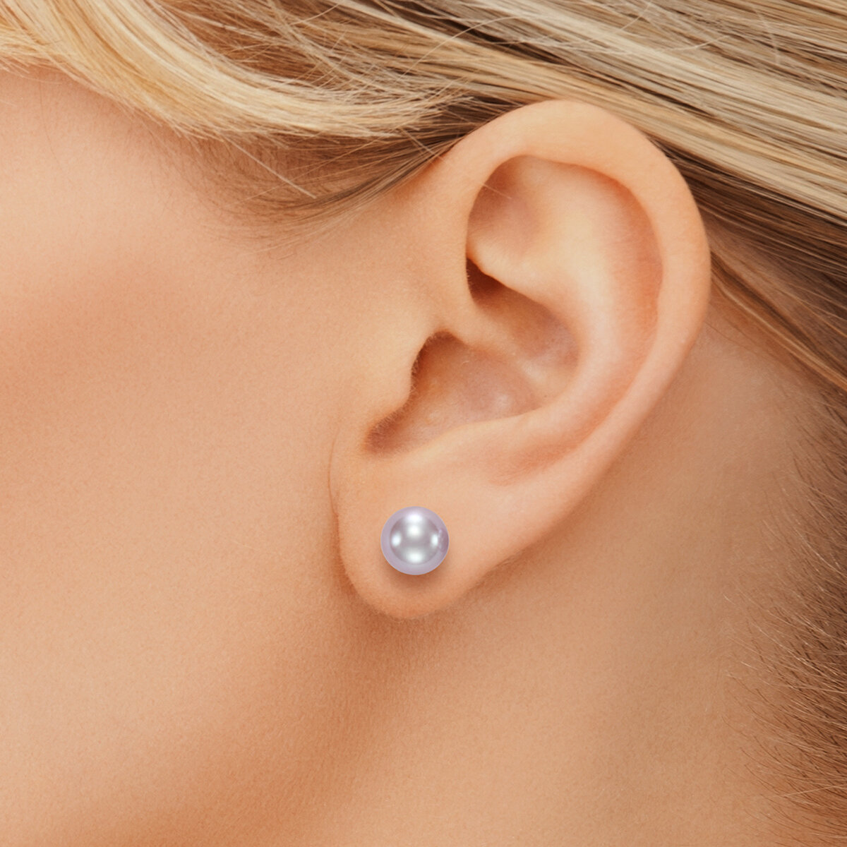 Aretes de Perlas Cultivadas, 7-7.5mm, Oro de 14K
