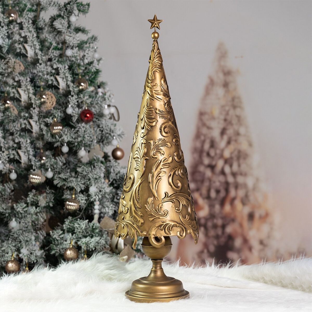 Árbol de Navidad Decorativo Metálico, Dorado 