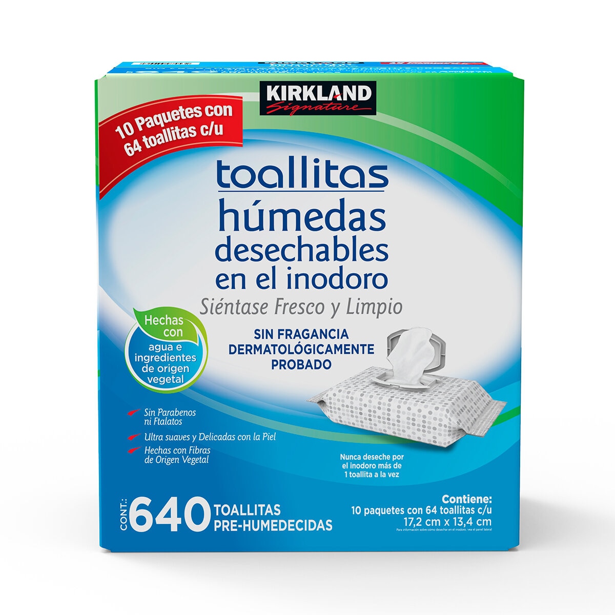 Kirkland Signature toallitas húmedas desechables en el inodoro caja con 640 toallitas