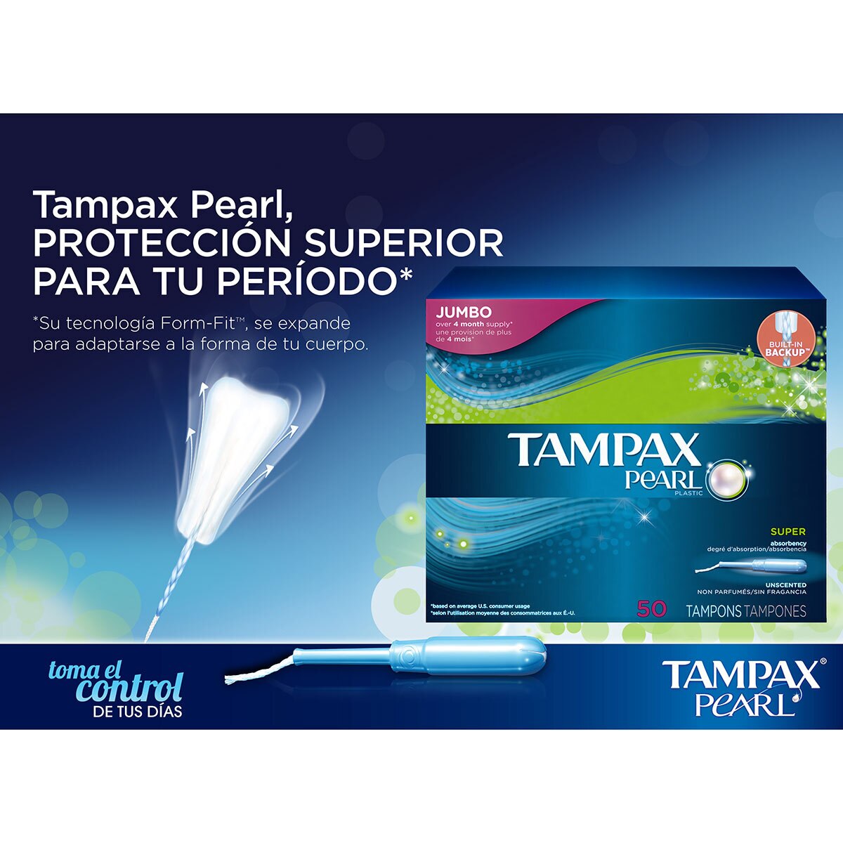 Tampones, Tampax Pearl Super, 50 piezas Costco México