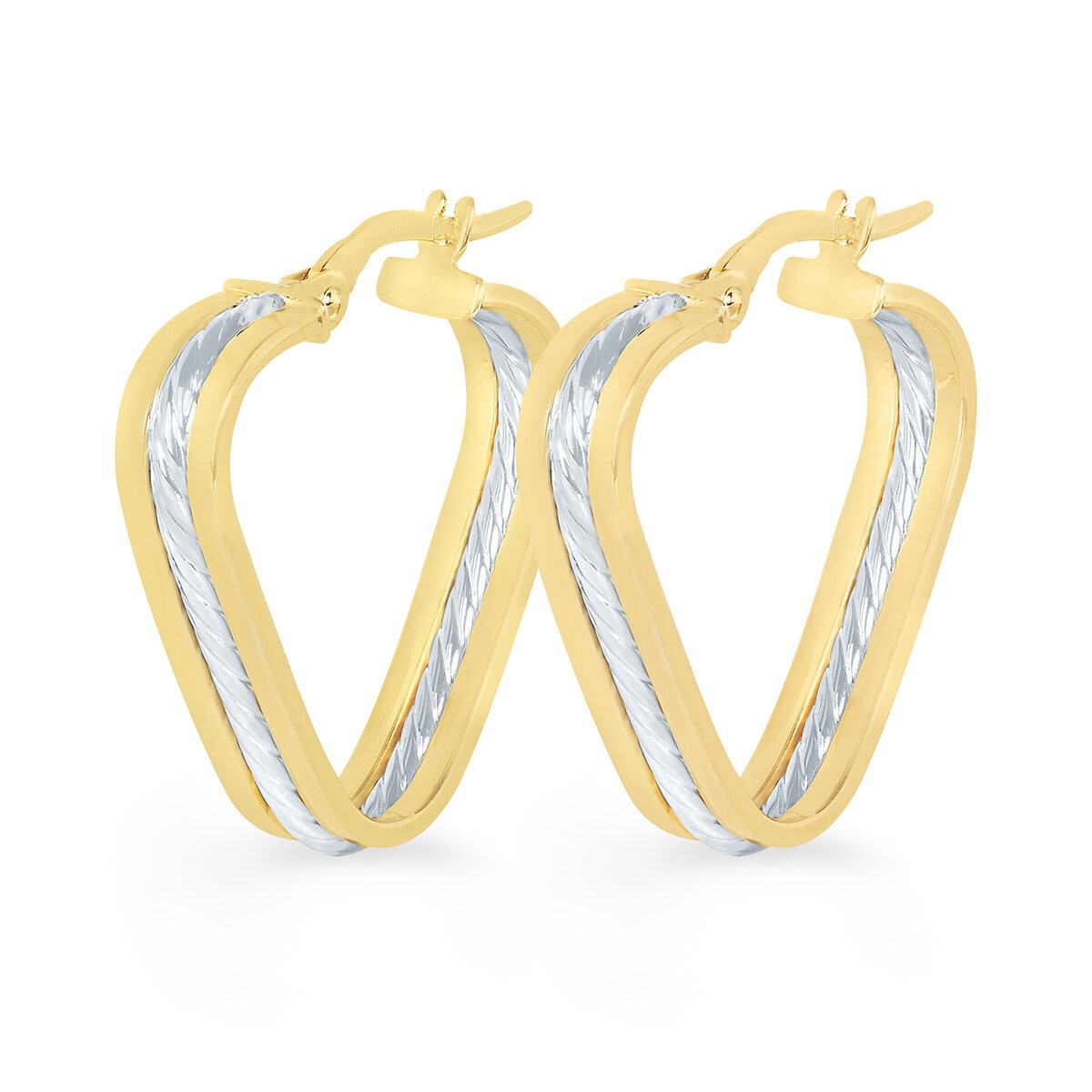 Aretes, Arracadas de Cuerda Triangular, Oro Amarillo de 14K